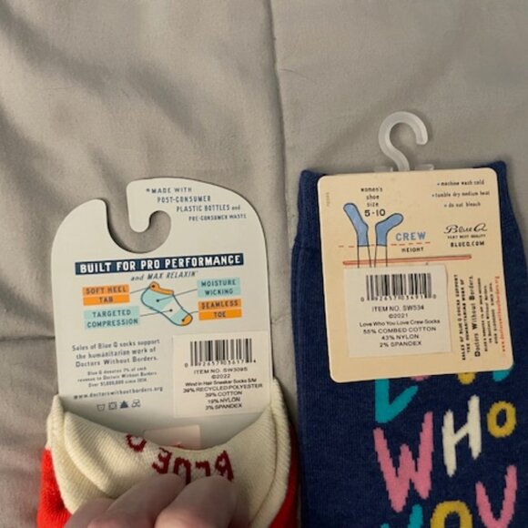 NWT Blue Q Socks Bundle 2 total = Women's Crew Sneaker Fun Socks $30 Great Gifts - Picture 4 of 12